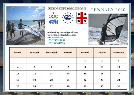 ANTEPRIMA GENNAIO CALENDARIO 2010 - WINDSURFINGCLUB QSE